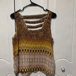 Material Girl Animal Print Cropped Tank Blouse L